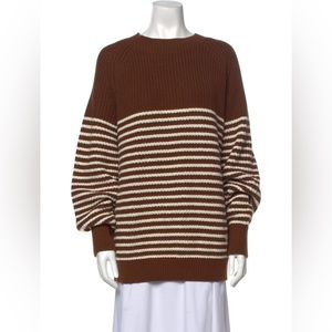 Tory Burch Sport Brown Striped Cotton Sweater XL